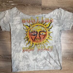Sublime Long Beach Sun Tie Dye Graphic T Shirt Top Cut Neck Size L